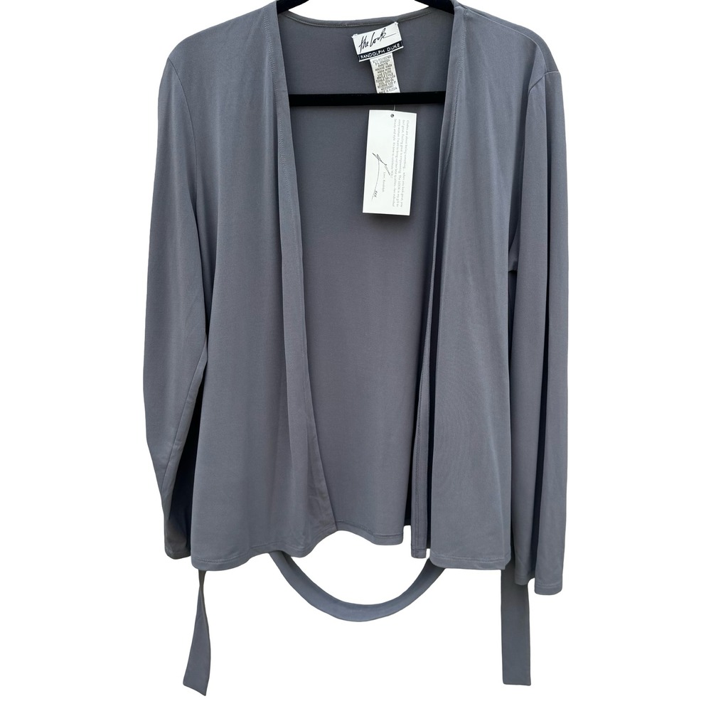 Randolph Duke Minimalist Layering Open Front Tie Cardigan Minimalist Gray S NEW